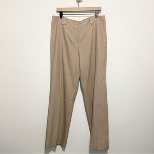 J. Jill Wool Linen Marled Beige High Rise Wide Straight Leg Trouser Pants